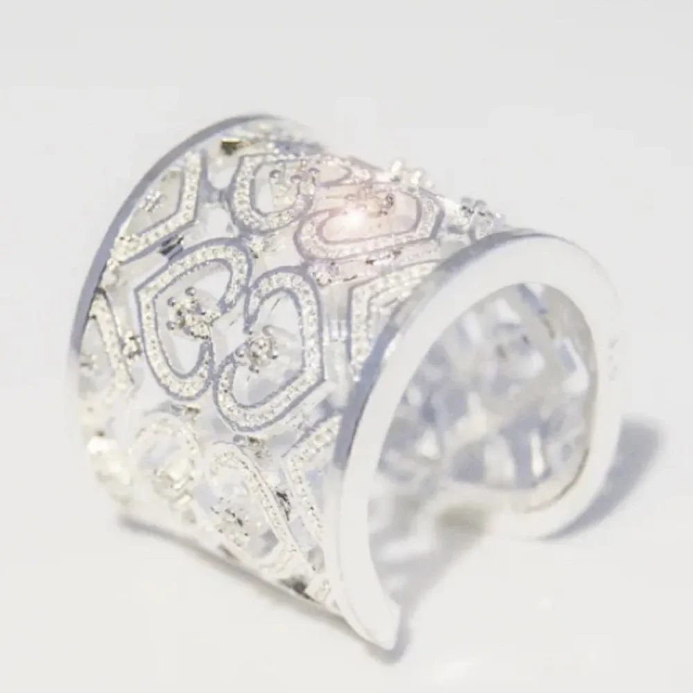 The Paris crystal accented heart cuff open ring